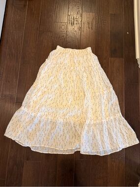 Light Cream Floral Tiered Maxi Skirt - Unbranded